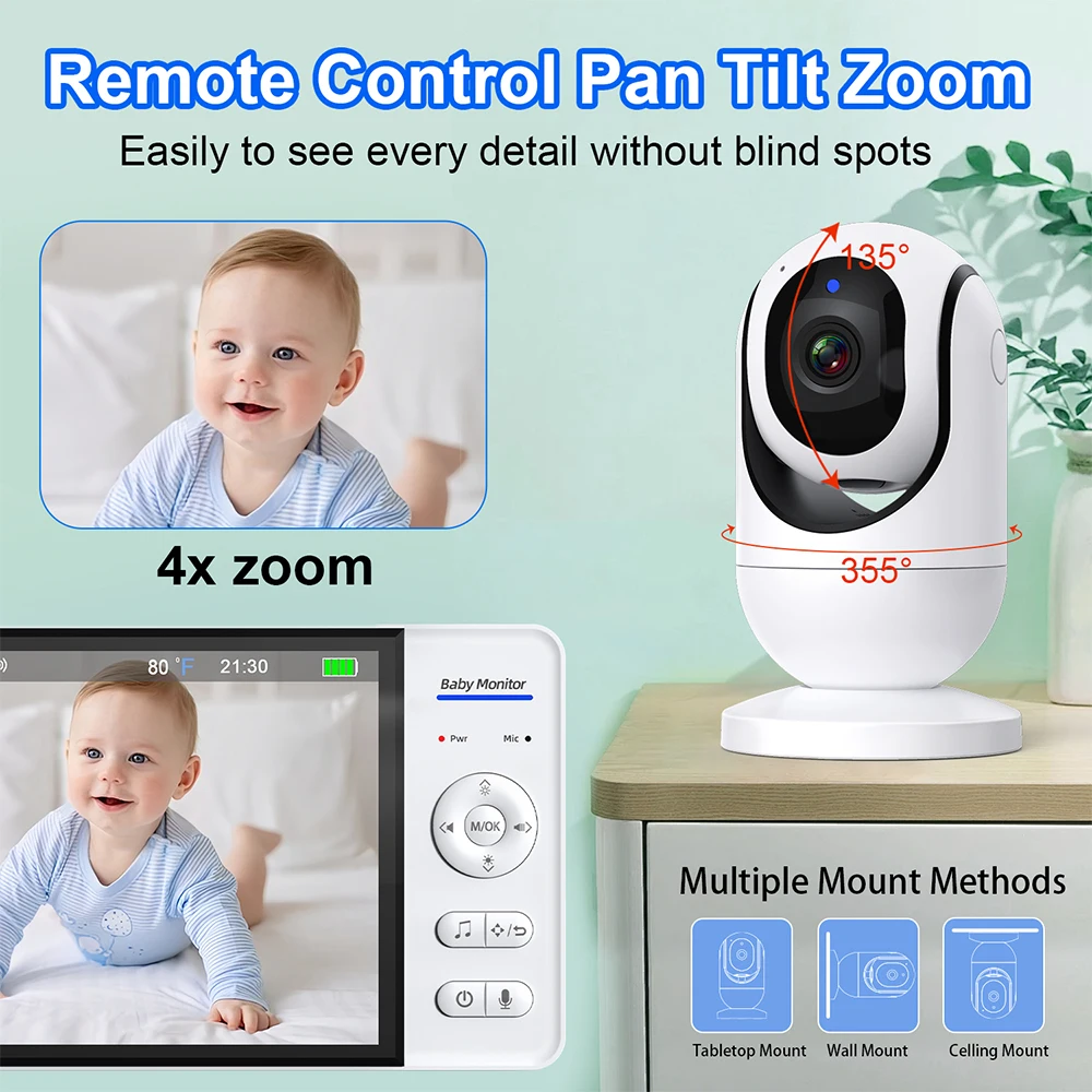 7.0'' Video Baby Monitor 720P  - Audio Music Video 리뷰 및 가격