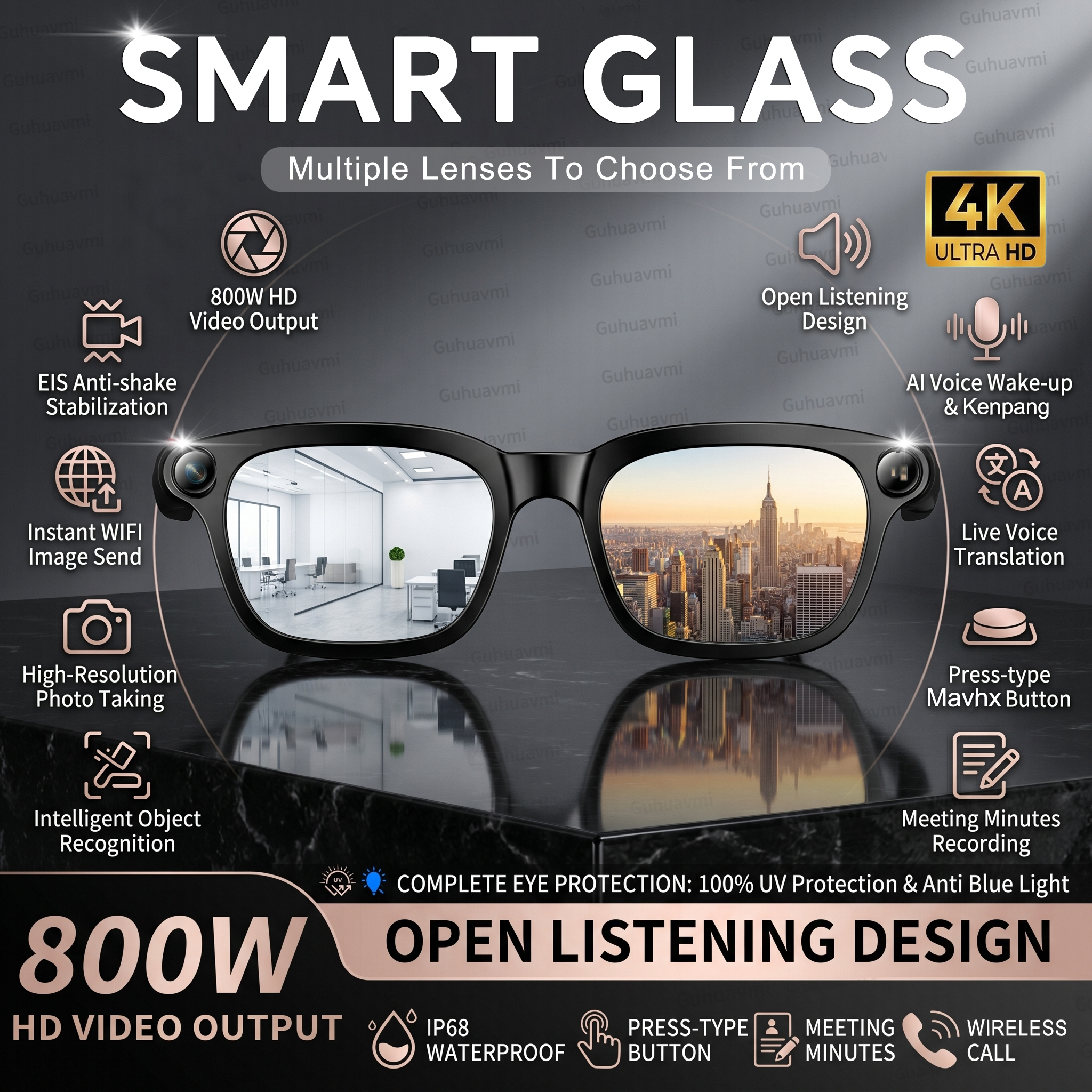 New Smart AI Glasses with 800W - Audio Music Video 리뷰 및 가격